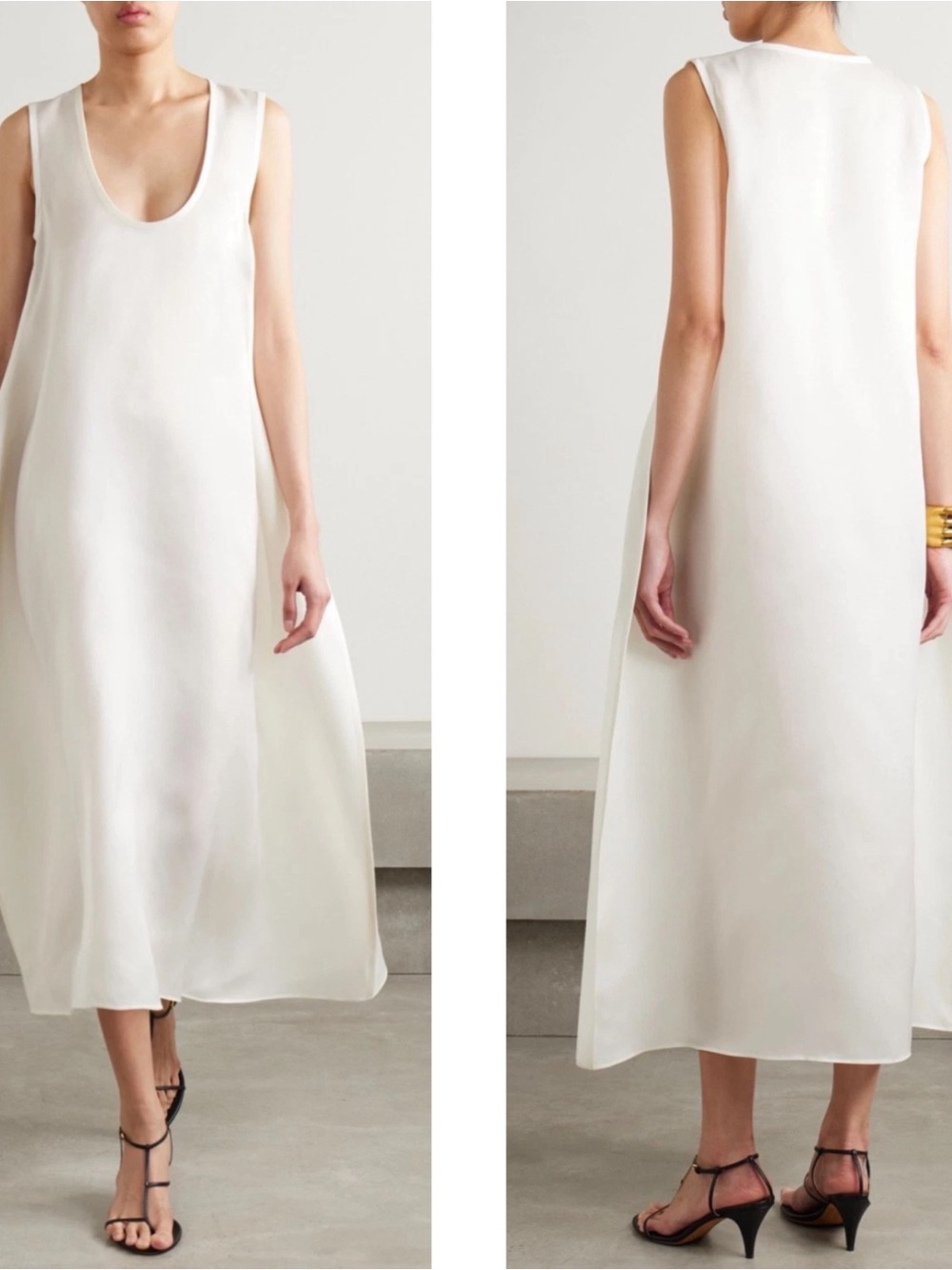 KHAITE Coli Silk Organza Sheer White Maxi Dress Size 6